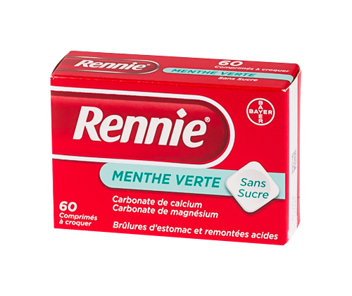 Image RENNIE 60 COMPRIMES A CROQUER SANS SUCRE MENTHE VERTE